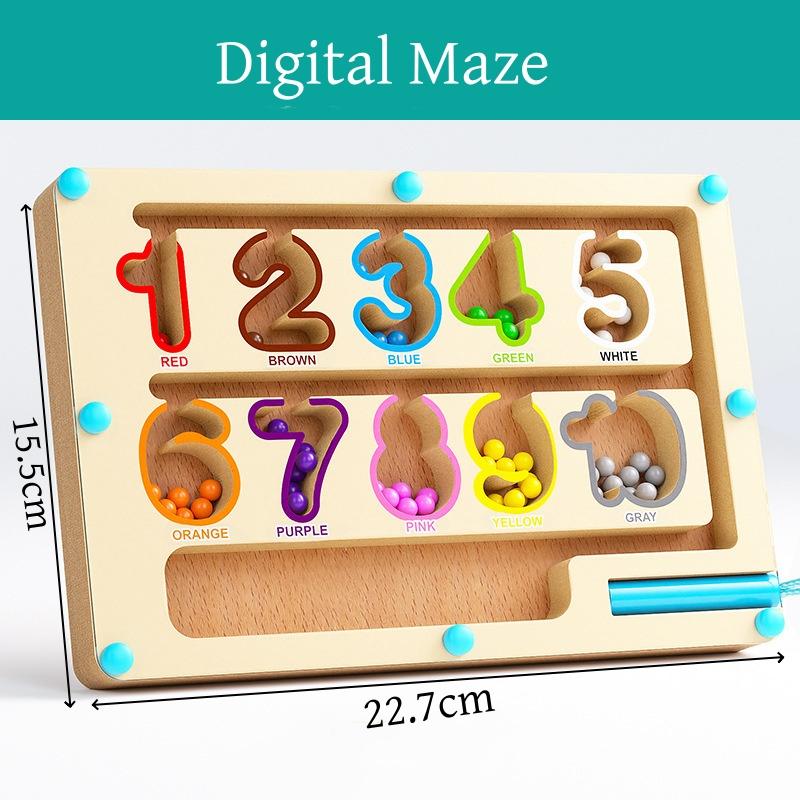 Монтессори Магнитный лабиринт для сортировки по цветам Лабиринт с цифрами Деревянная головоломка Доска для занятий Игрушки для развития мелкой моторики для малышей мальчиков девочек