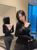 Women's Sweet & Spicy Black Slimming Lace Patchwork Long Sleeve Top - Autumn/Winter Collection
