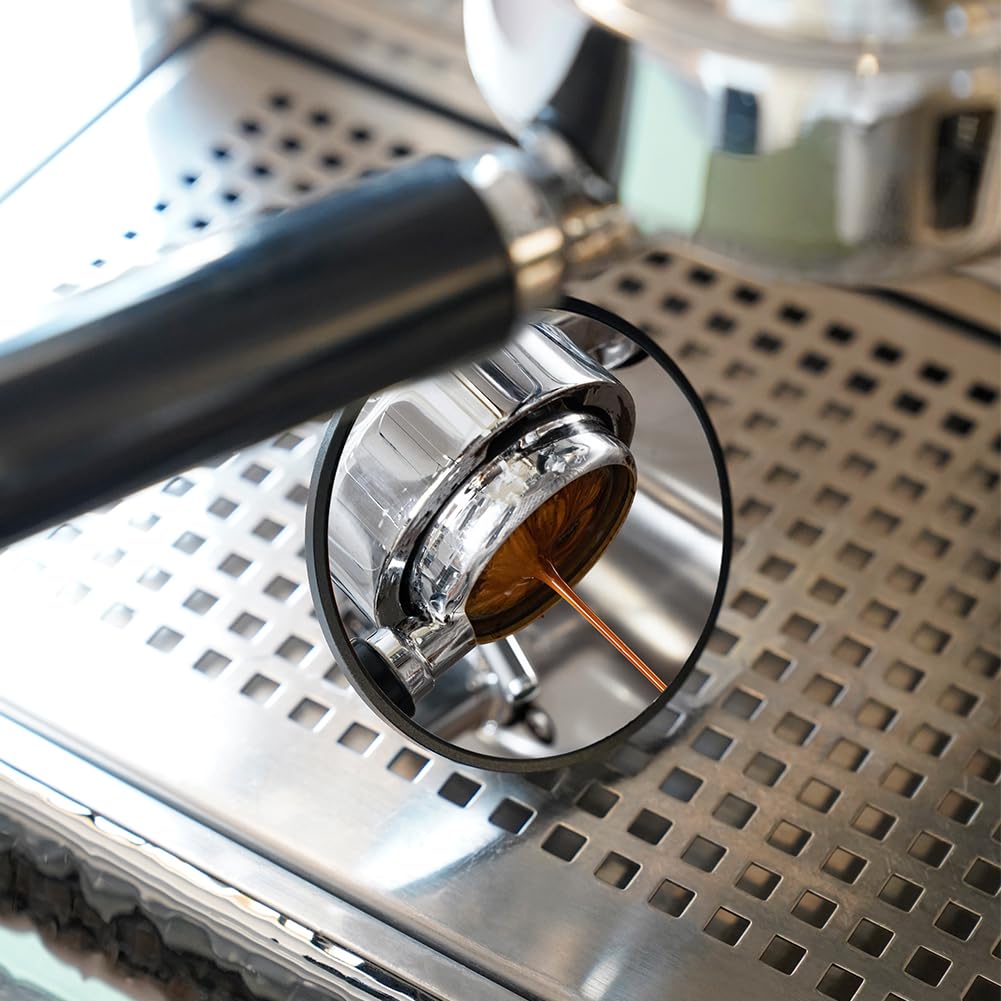 watchget Espresso Shot Coffee Brewing Bottomless Portafilter Magnetic Coffee Flow Observation Black Mirror, Mirror, 360° Rotating, Compatible,