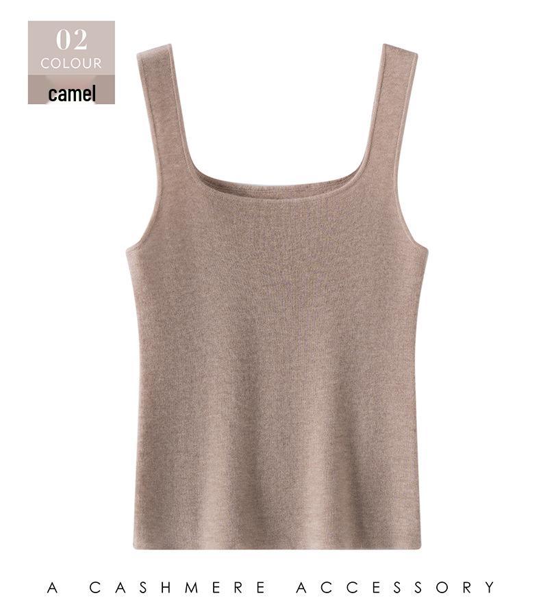 Women's French Retro Wool Knit Square Neck Sleeveless Vest Camisole