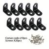 Heavy Duty L-Shaped Corner Brackets 20x20mm Stainless Steel & Black Iron with Screws - 10/20 Sets for Wardrobe/Wall/90° Fixing