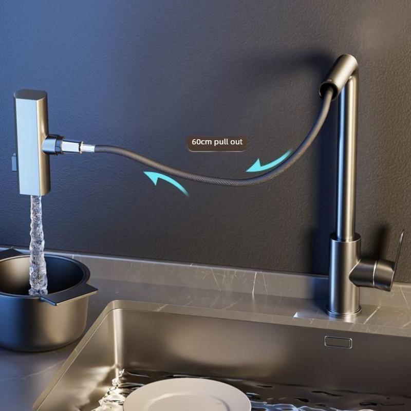 Einziehbarer Wasserhahn Haushalt Universal Multifunktional Regendusche Spülbeckenarmatur Küchenarmatur Heiß und Kalt Gemüsewaschbecken