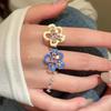 Y2K Colorful Drip Oil Flower Rings for Women Sweet Cute Geometric Block Zircon Rings Fashion Aesthetic Jewelry Gifts Wholesale