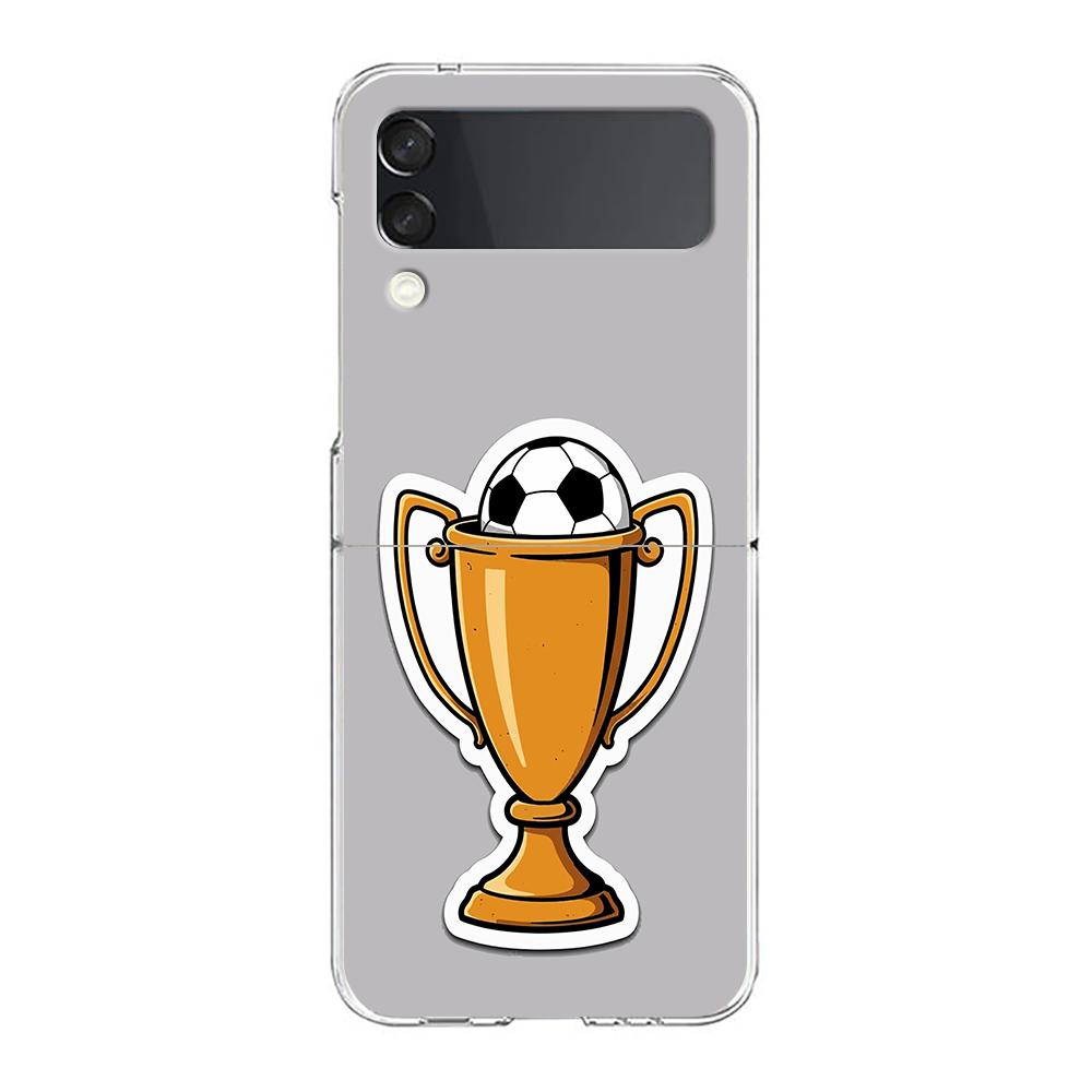 Transparent Phone Case For Samsung Galaxy Z Flip 3 4 5 6 7 Hard Folding PC Z Flip3 Flip4 Cover Soccer Heartbeat