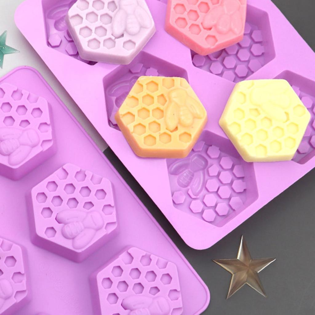 1pc Bee Honeycomb Soap Candle Silicone Mold 6 Cavity 3D Beehive Silicone Cake Mold Baking Utensils