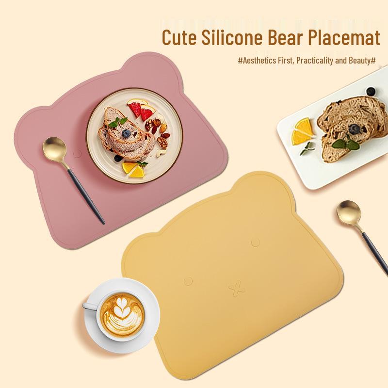 Baby Bear Silicone Placemat: Creative, Heat & Stain Resistant, Thickened, Enlarged Food-Grade Insulation Pad