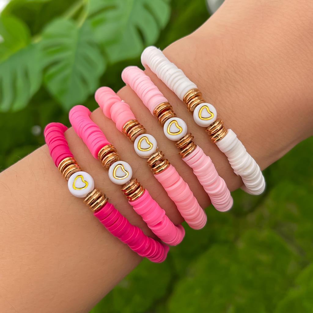 Ingemark 10 Styles Romantic Soft Ceramic Acrylic Beads Letter Chain Bracelet Boho Sweet Heart Bangles Y2K Aesthetics Jewelry New