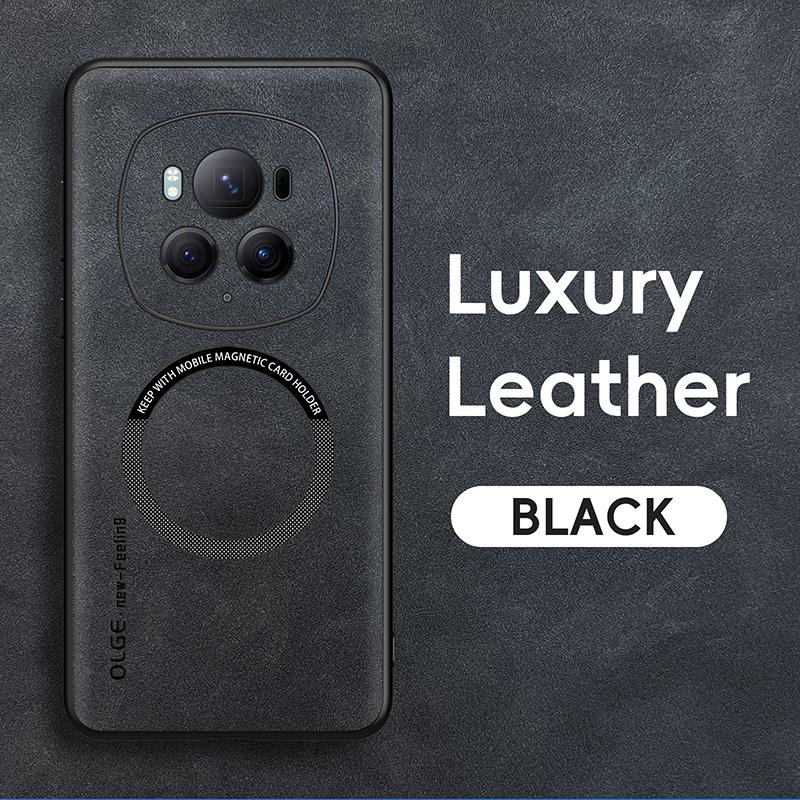 For Magsafe Magnetic Car Support Shockproof Matte Leather Phone Case For Honor 200 100 90 70 Magic 6 5 4 3 Pro Bumper Back Cover