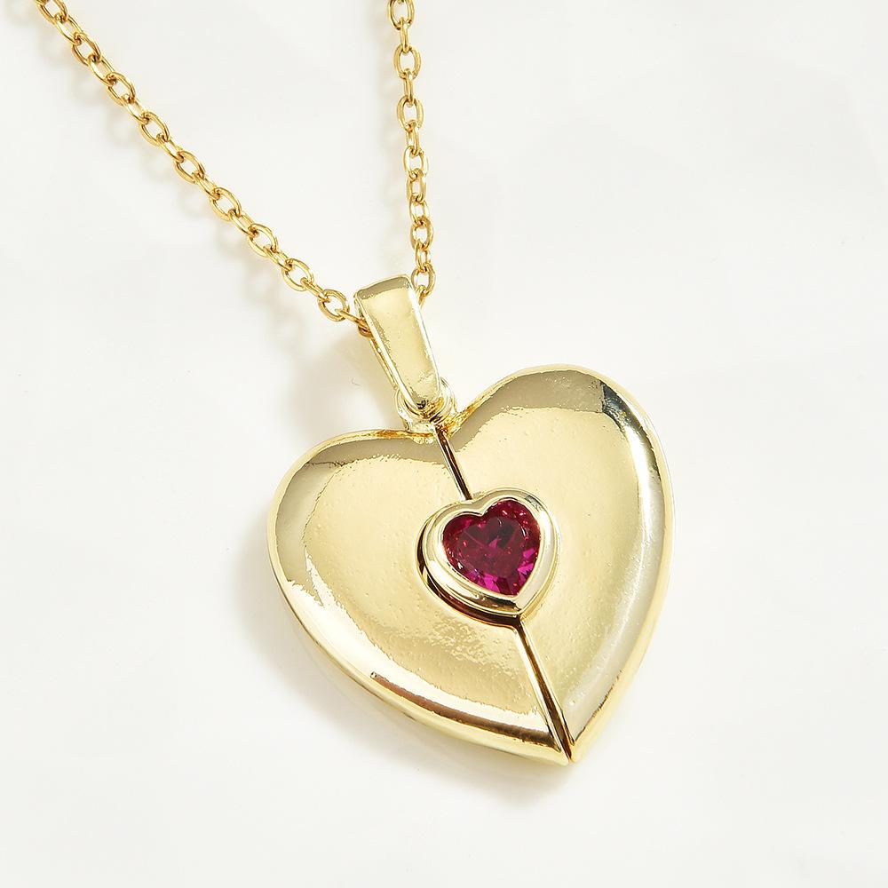 Spot Open And Close Love Gem Necklace Open And Close Can Be Engraved Heart Necklace Accessories