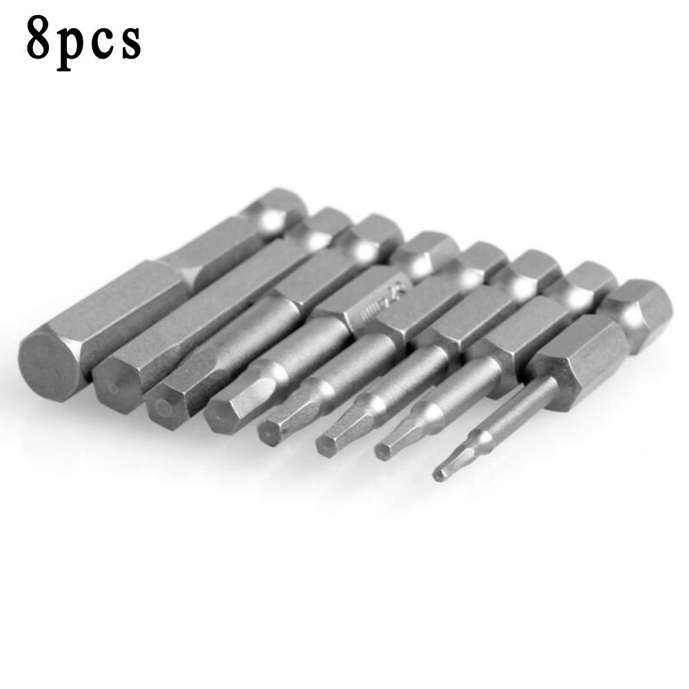 8pcs Hex Key Bits Power Drill Metric Silver 1 4 Magnetic handle