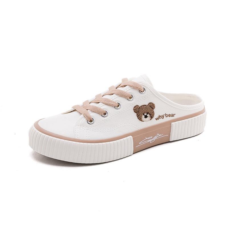 Spring New Bear Low-top Canvas Shoes Female Students Versatile Casual Board Shoes Trendy Sports Shoes