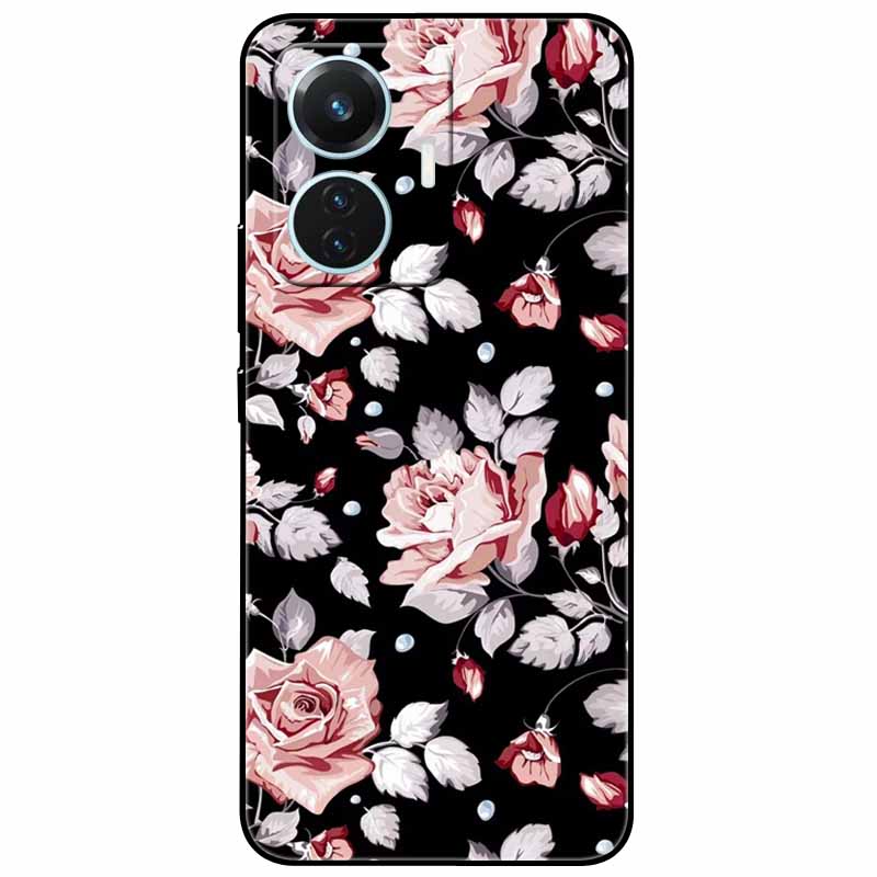 For Vivo T1 4G Case V2153 Covers TPU Black Silicone Starry Moon Cover for Vivo T1 44W Case Shockproof Soft X100 Pro Shells