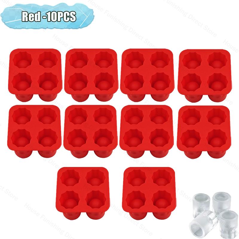 4 Cup Shape Silicone Ice Cube Mold Tray Summer Bar Party DIY Cold Drink Ice Compartment Mold Ice Cup Ice Cube Tray Kitchen Tool