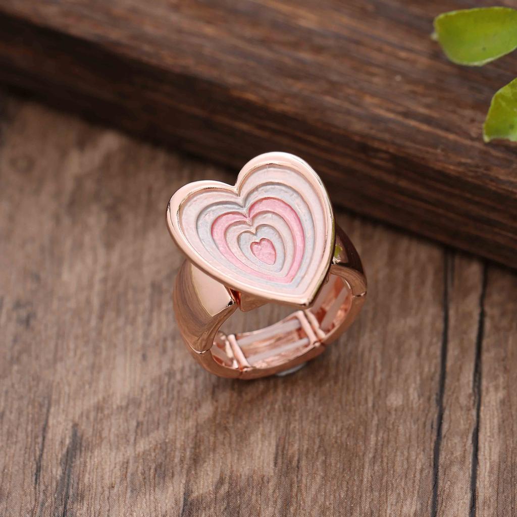 Enamel Geometric Flower Elastic Ring, Women's Fashion High-end Rose Alloy Ring