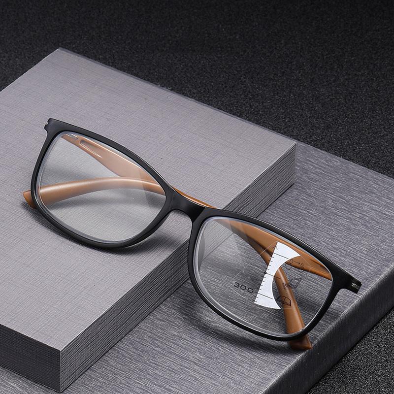 Small Square Multifocal Reading Glasses Photosensitive Clear Lenses Presbyopia GlassesBlue Light Blocking Eye Protectio Eyewear