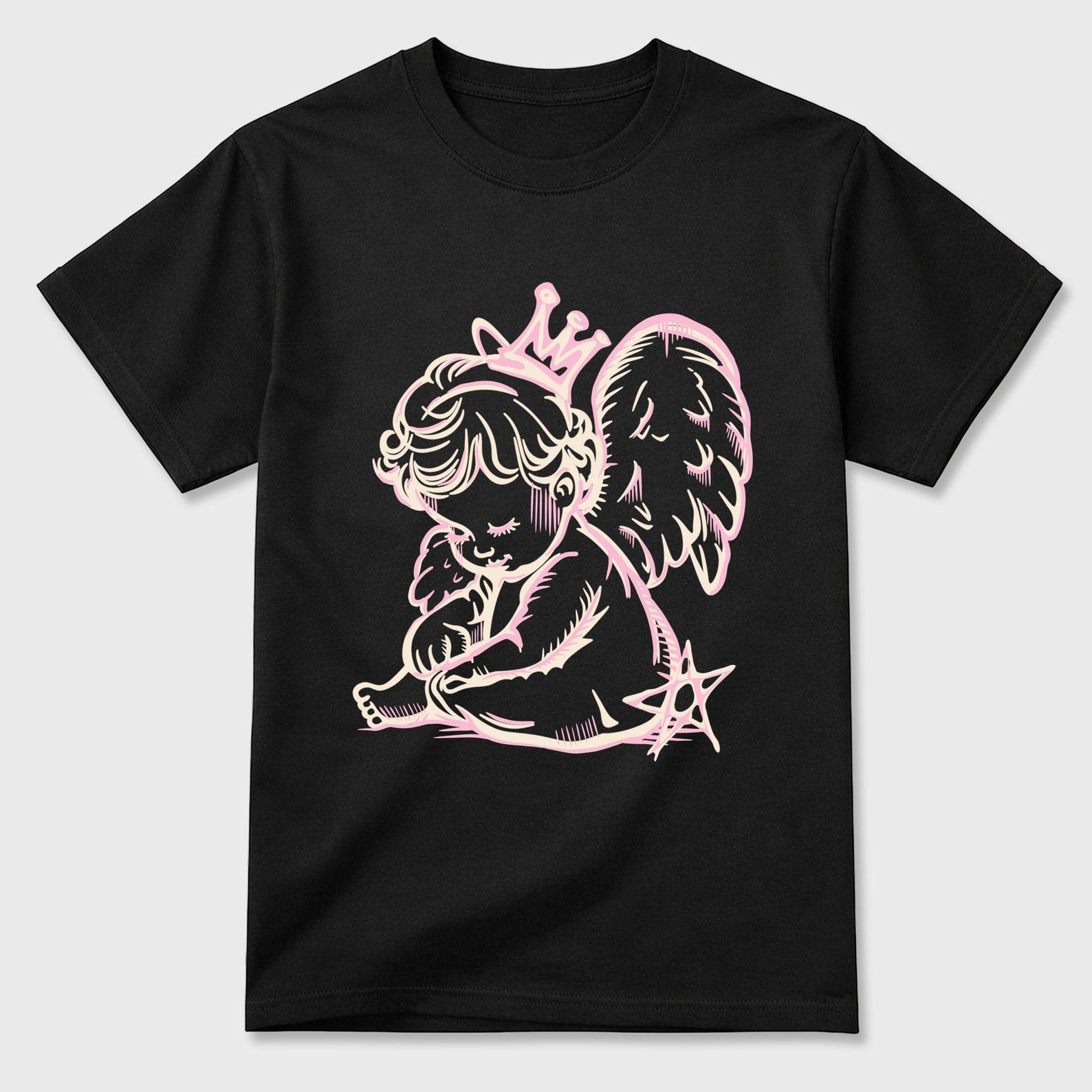 Neon Angel graphic tee. Streetwear Brand Graphic T-Shirt. 4s Iced Carmine 4XL