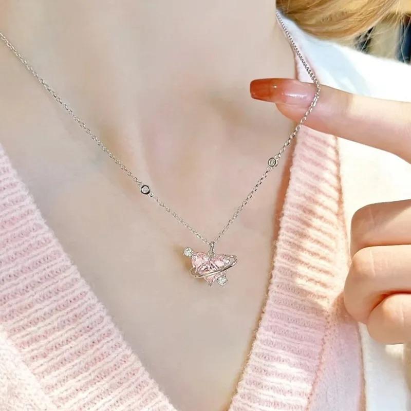 925 Silver Necklace Cute Five Pointed Star Smile Dimple Pendant for Women Girl Jewelry Gift