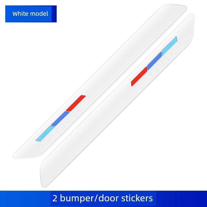 Strips, Front and Rear Bumper Anti-Scratch Collision Stickers, Anti-Scratch Adhesive Strips, Wheel Arch Decorative Strips, Corner Protection Adhesive (Bumper Model) White 1 Pair