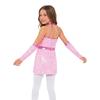 Kids Girls Jazz Dance Halter Dress Sleeveless Strappy Back Invisible Zipper Sparkling Sequins with 1 Pair Gloves for Stage Performance