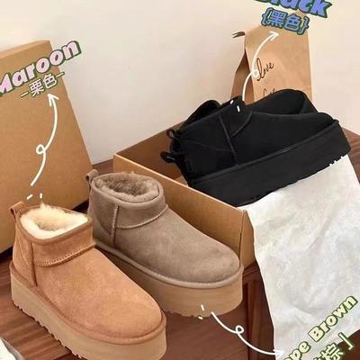 Women's Velvet-Lined Fur Snow Boots - Thick Sole Short Style by Zhou Dongyu