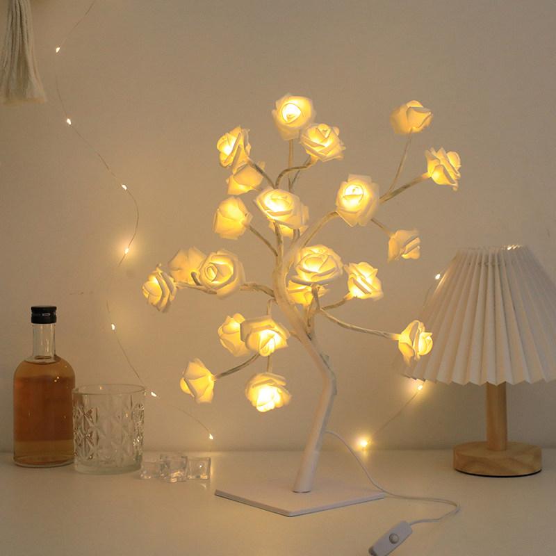 Table Lamp Lights Rose Flower Tree Usb Night Lights Home Decoration Parties Xmas Christmas Wedding Bedroom Decor Rose Lamp