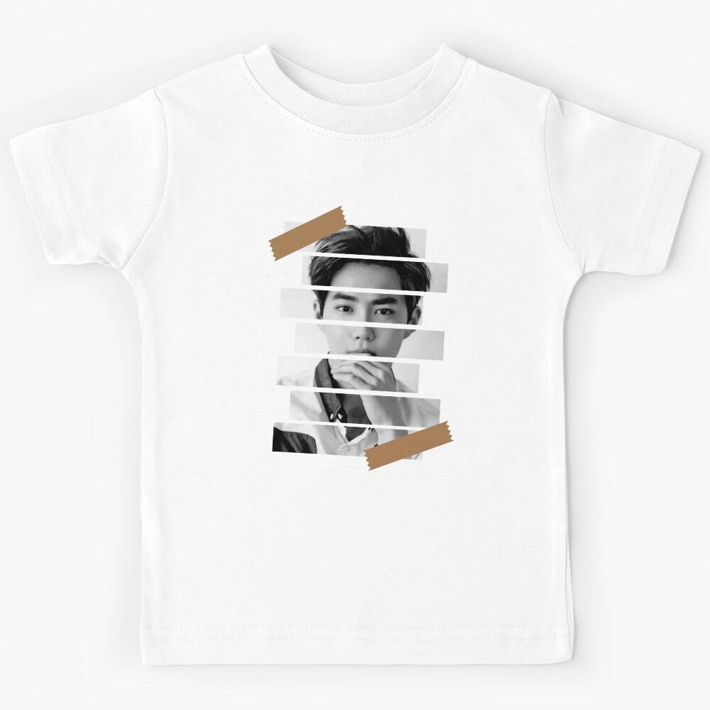 Kim Junmyeon EXO Suho Korean Kpop Monochrome Stripe Design Kids T-Shirt 160
