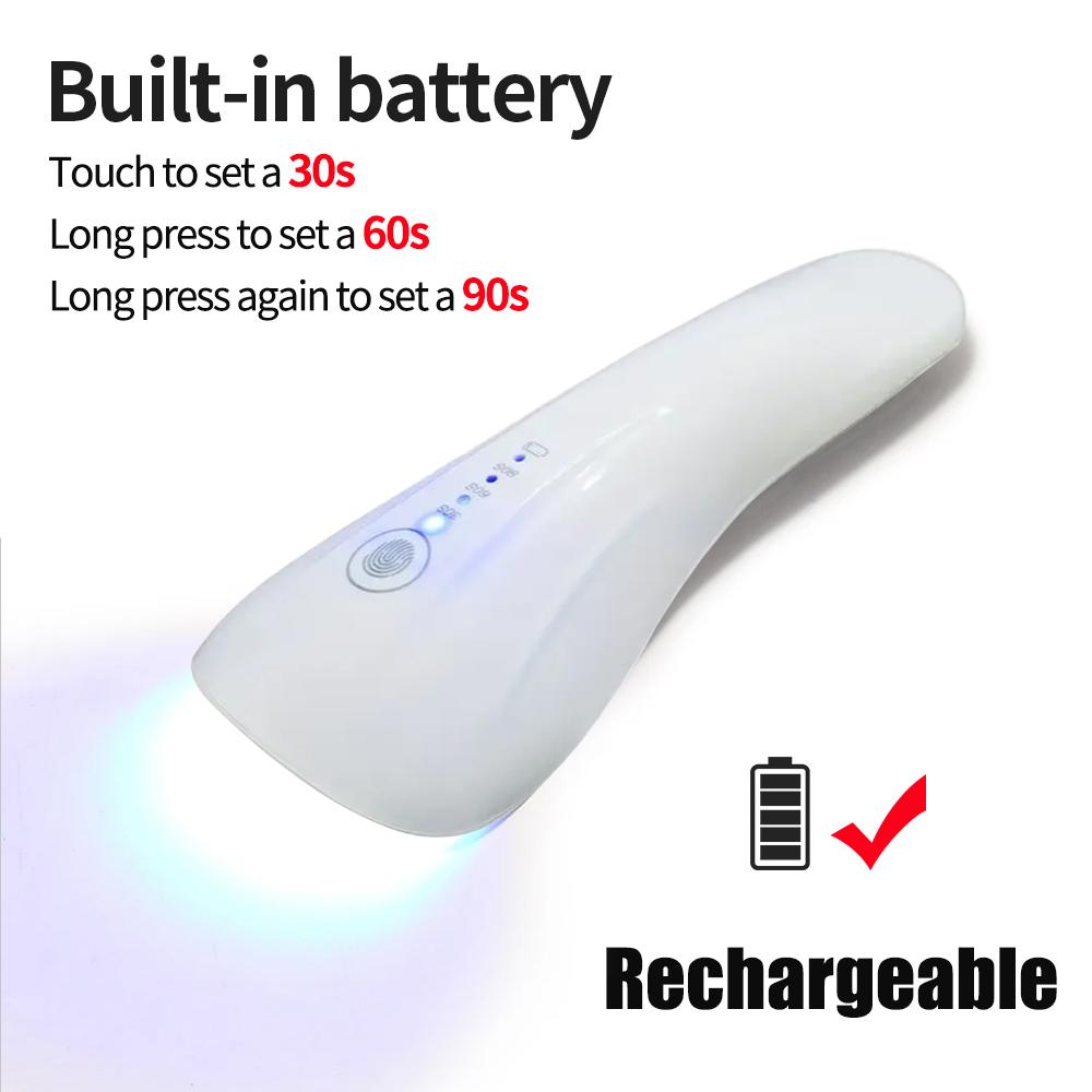 YIKOOLIN Handheld UV LED Nail Lamp USB Rechargeable Mini Manicure Lamp Nail Dryer With 5 Lamp Beads Quick Drying Gel Nail Polish