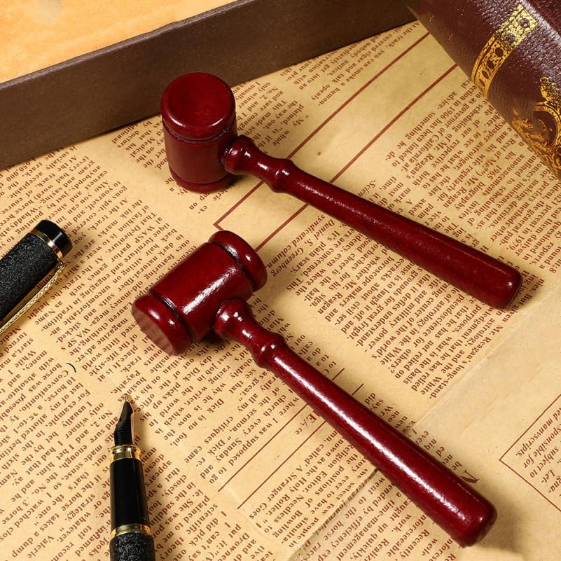 Vaguelly 6pcs Judge Gavel Prop Hammer Accessories for Judge Costumes Auction Parties and Courtroom Role Play Present for Law Students and