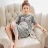 New Cartoon Totoro Pajamas Girls Sleepwear Night Dress Gray Color Summer Home Wear Comfortable Short Sleeve Dress Plus Size