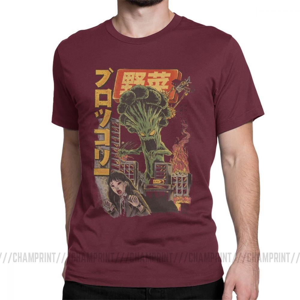 Giant Mushrooms Monster Clothes Demon Broccozilla T Shirts For Men Broccoli Funny Japanese Anime T