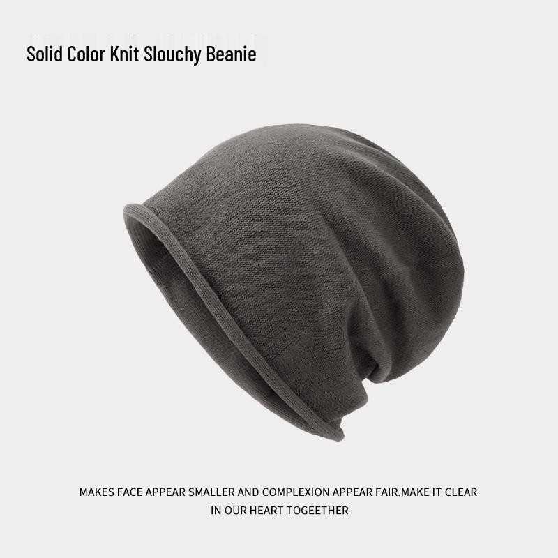Korean Style Women's Slouchy Beanie - Autumn Winter Fashion, Versatile Roll-up, Warm for Postpartum and Cold Weather