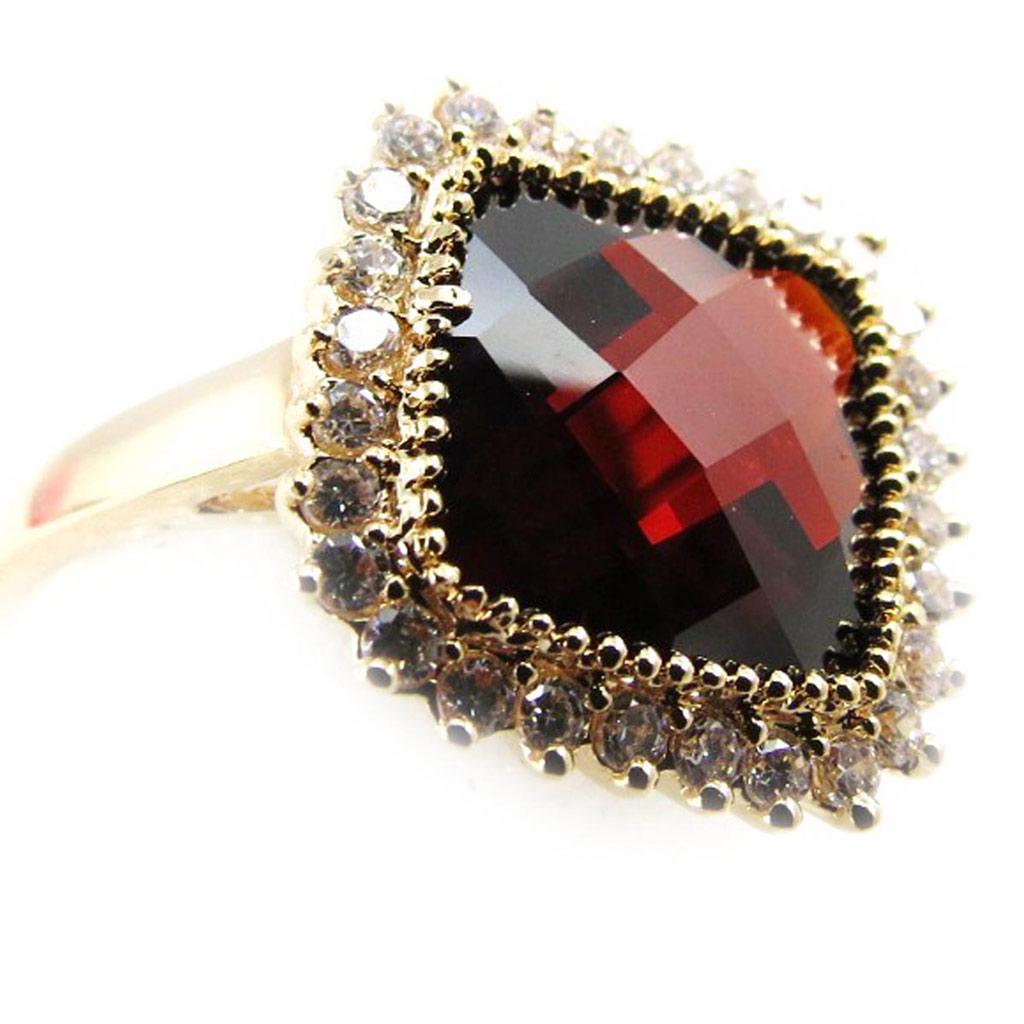 Gold Plated Ring 'Sissi' Golden White Garnet - 15x15 Mm