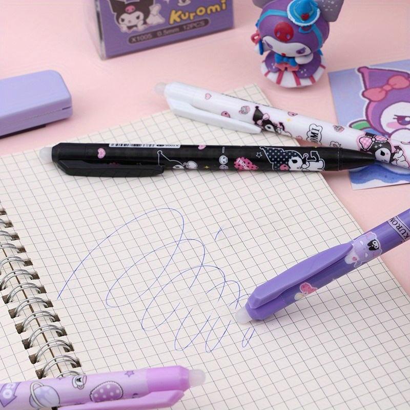 12Pcs Kuromi Cartoon Gel Pen Stationery 0.5mm Blue with Hook Office Write Personality Office Gift Pen Wholesale Ballpoint Pen