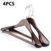 4 pièces Cintre en Bois Massif Haners Épaules Larges Cintre Manteau en Bois Antidérapant Costume Pantalon Vêtements Pour Placard Penderobes Ogazer