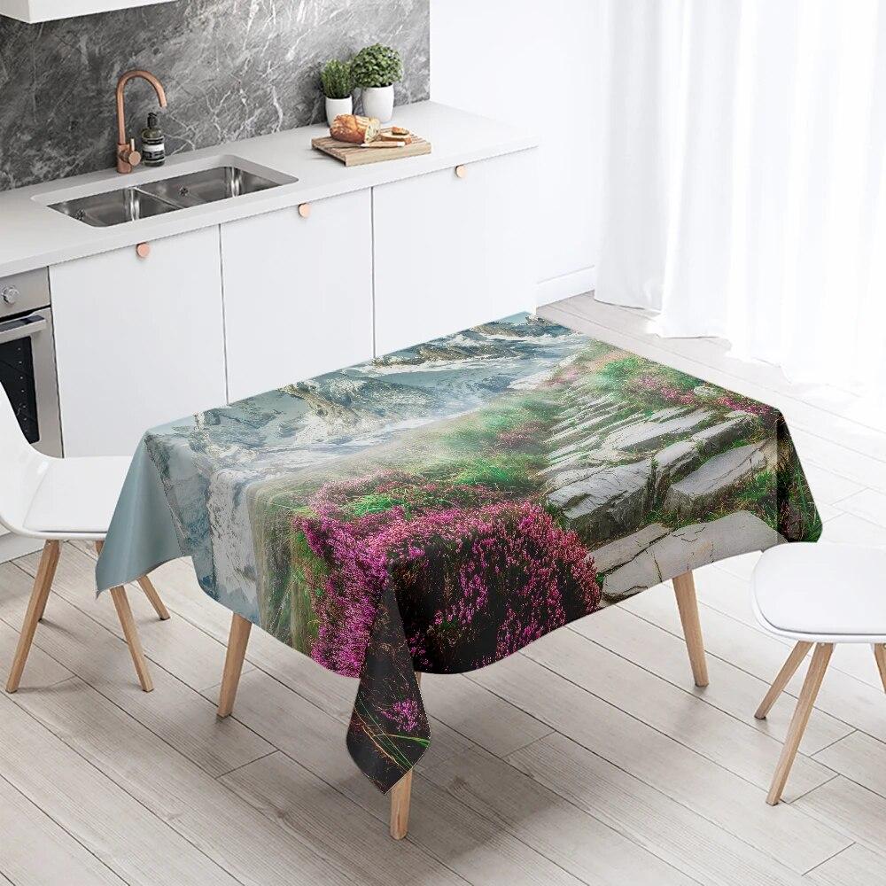 Natural Scenery Tablecloth Outdoor Camping  Anti-fouling Waterproof Rectangular  Home Table Decoration