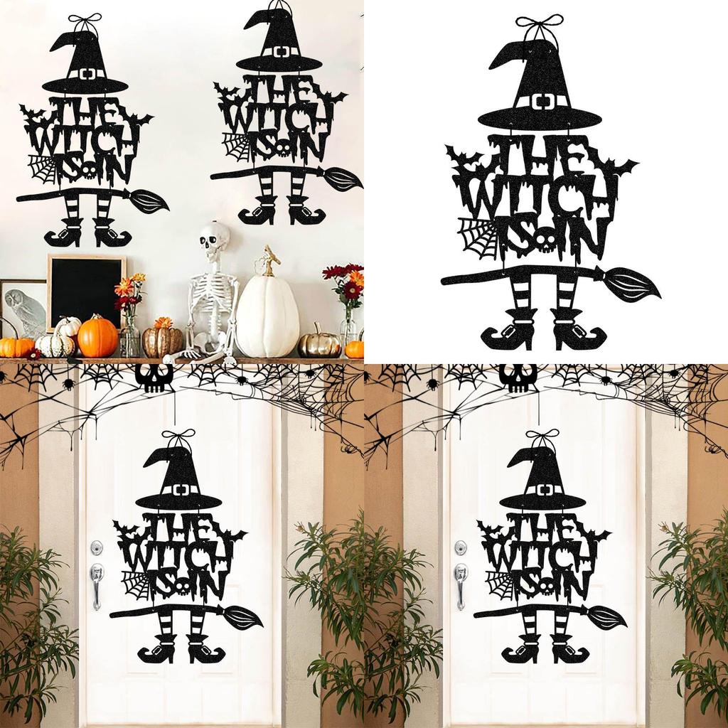 Halloween Witchthemed Door Decor With Paper Hanging For Ghost Festival And Party Setup