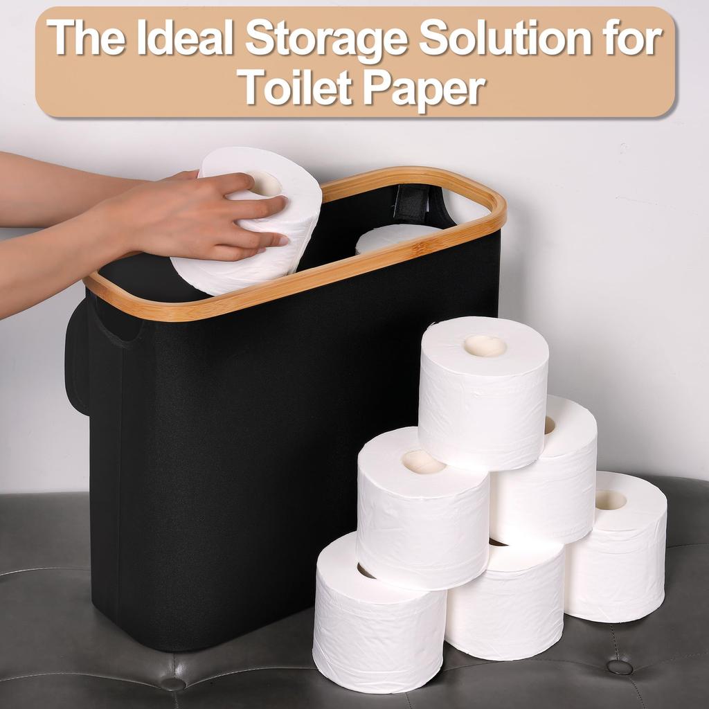 Toilet Paper Basket 28L Toilet Paper Storage with Lid for Bathroom Free Standing Holder Organizer Holds Up to 9-12 Rolls