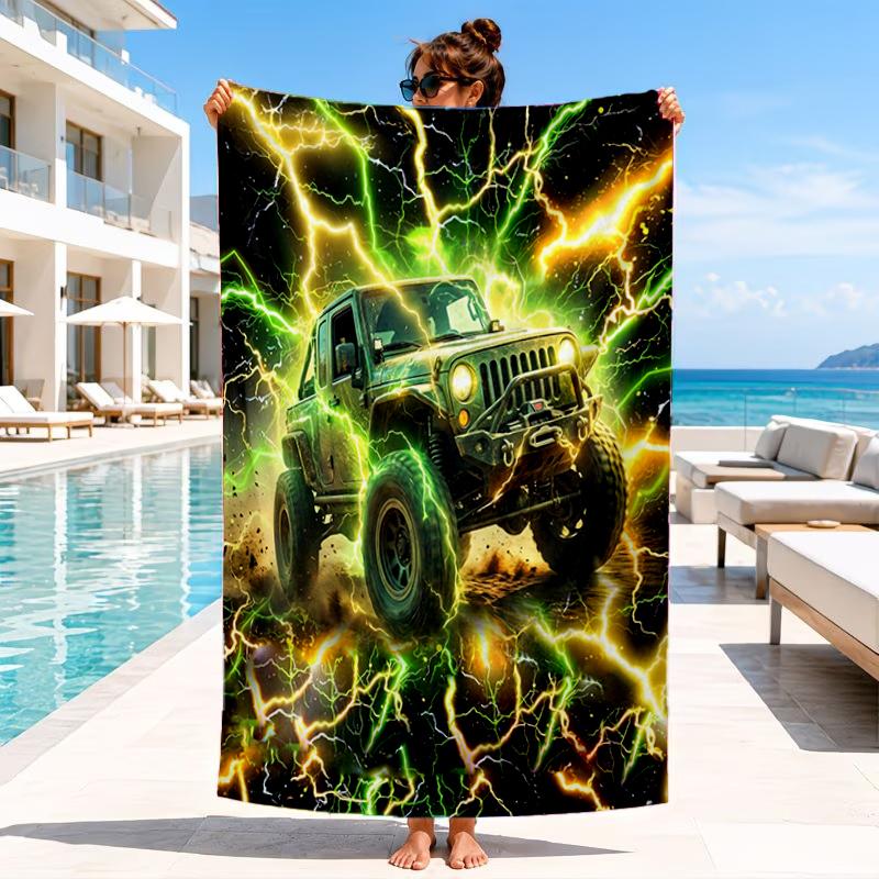 Nighttime Truck Drive Beach Towel, Microfiber Beach Towel, Perfect For Pool, Beach, Travel, Home Decor Beach Party Fan gifts