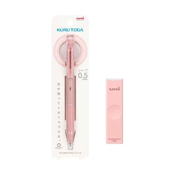 Mitsubishi Pencil Kurutoga Mechanical Pencil Refill Set KS Model 0.5mm Coral Pink Uni Color Case 0.5mm HB Pink