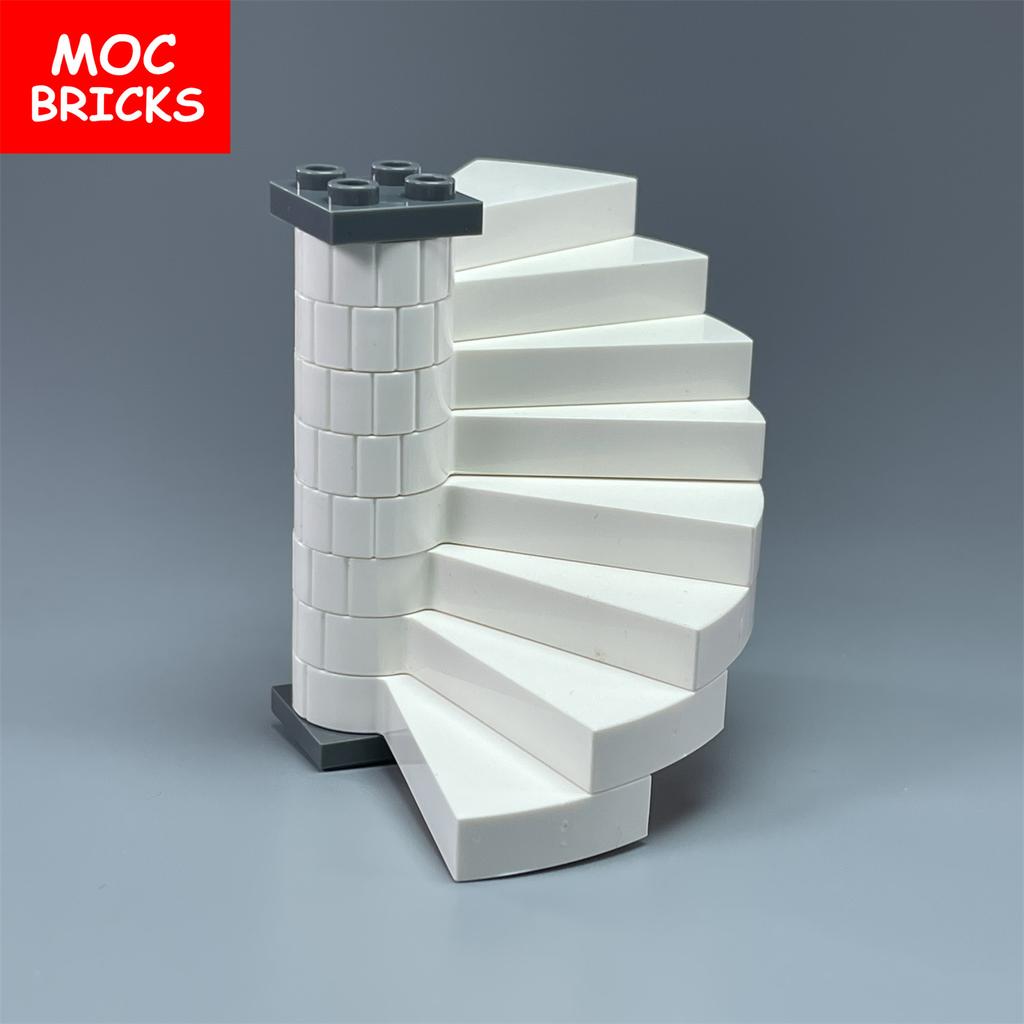 Set  MOC Bricks City Castle Stairs Spiral Step 40243 Support 1x1x5 40244 Assembles Particles Building Blocks