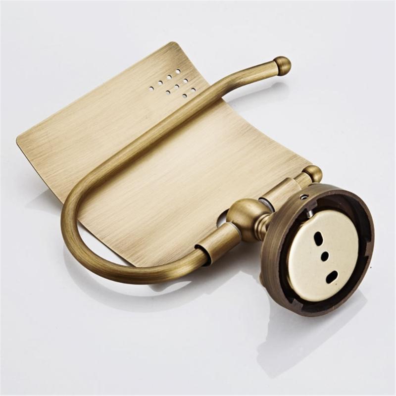 European Brushed Toilet Paper Holder Wall Mounted Space Saving Retros Gold Decorative Bathroom Accessories