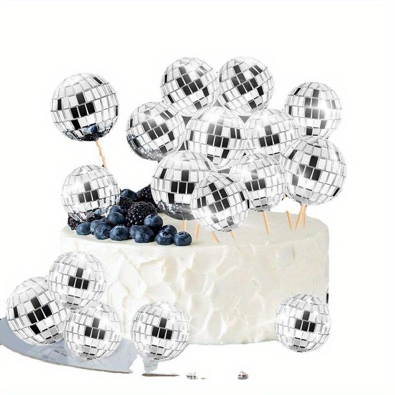 Mirror Ball Cake Decoration Plugin Ins Style Cake Ornaments Children's Baking Party Accessories Birthday Card Insertion