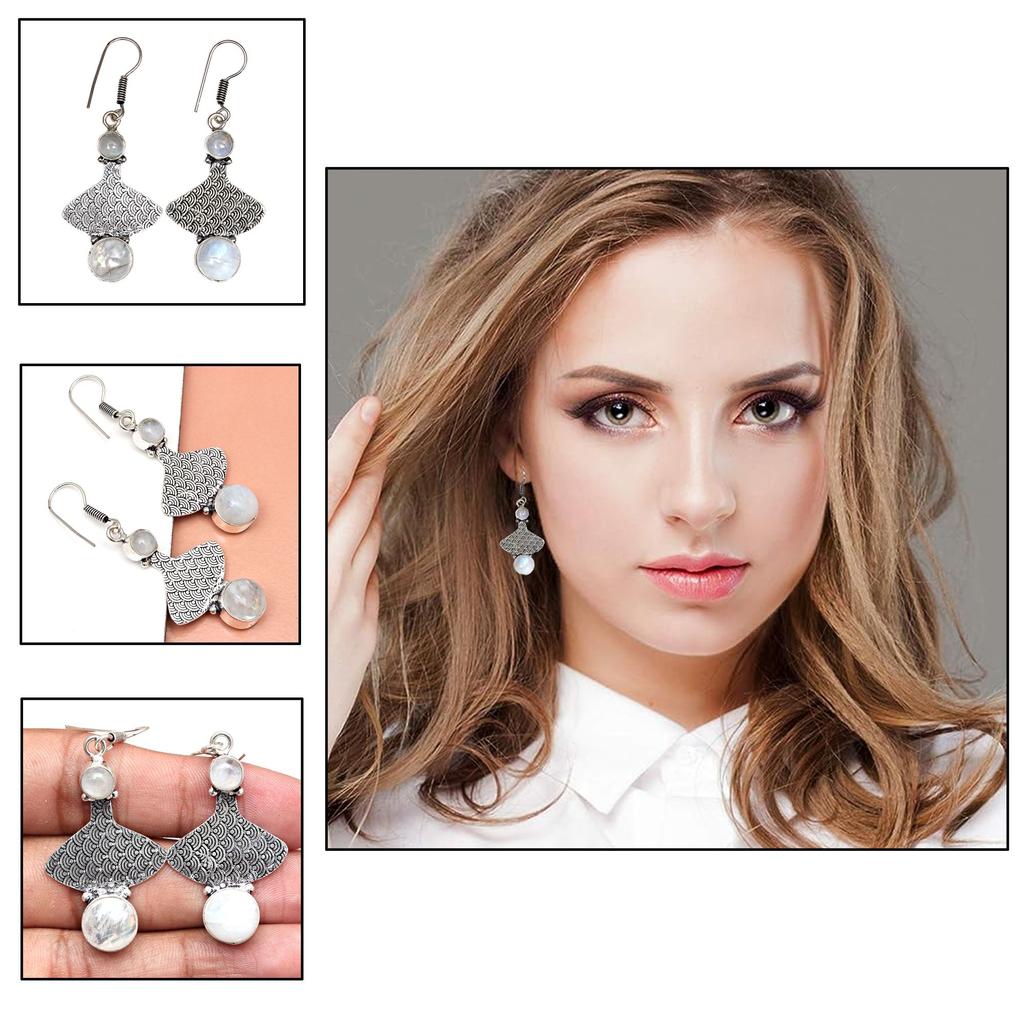 925 Silver Moonstone Earrings Sterling Jewelry Rainbow Earring Natural Gemstone