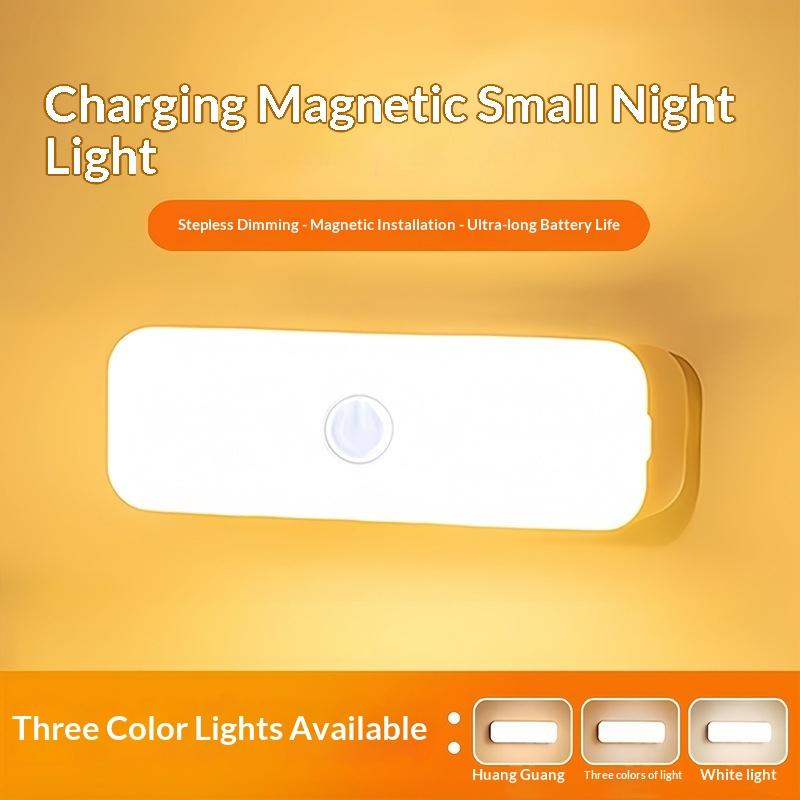 Wireless Led Night Lights Usb Rechargeable Three Colors Magnetic Wall Lamp For Wardrobe Room Closet Kitchen Learning Desk Lamp
