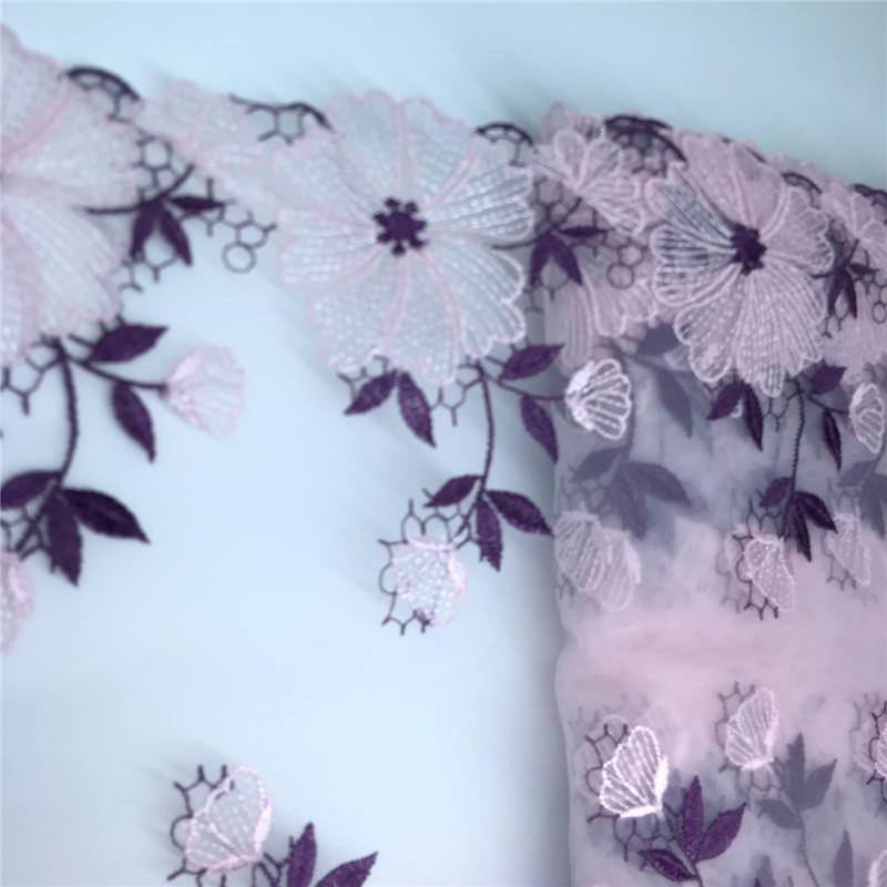 ( 2 Colors ) Embroidered Tulle Lace, 1m x 21.5cm, Non-stretch Floral Net lace Trim for Lingerie, Bra, Underwear, Dress, Garment, Sewing & Crafting