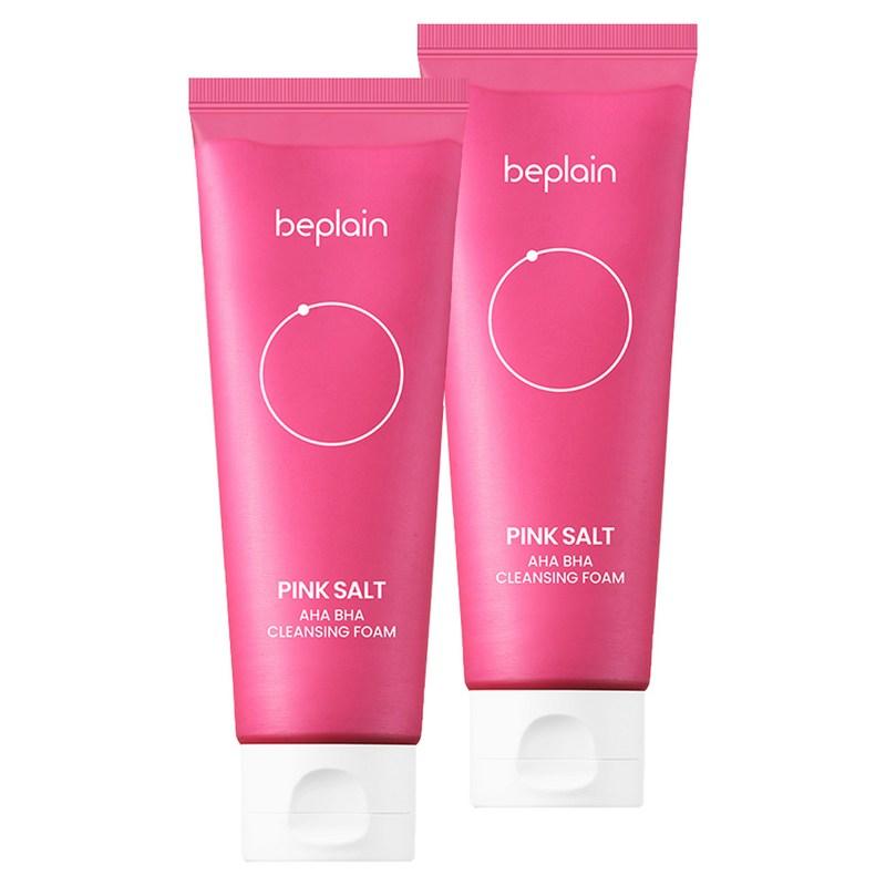 B.Plain Pink Salt AHA BHA Cleansing Foam, 120ml, 2 pcs