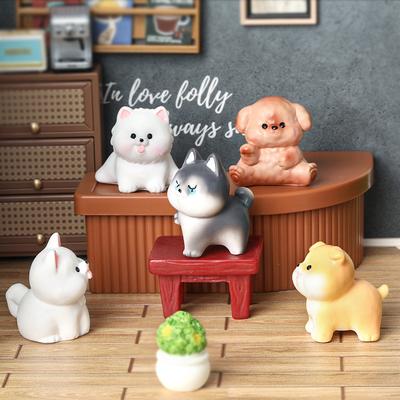 Roztomilé figurky pejsků Miniatury Kreslené Zvířecí Mikro Krajina Ornamenty pro příslušenství domácího pokoje