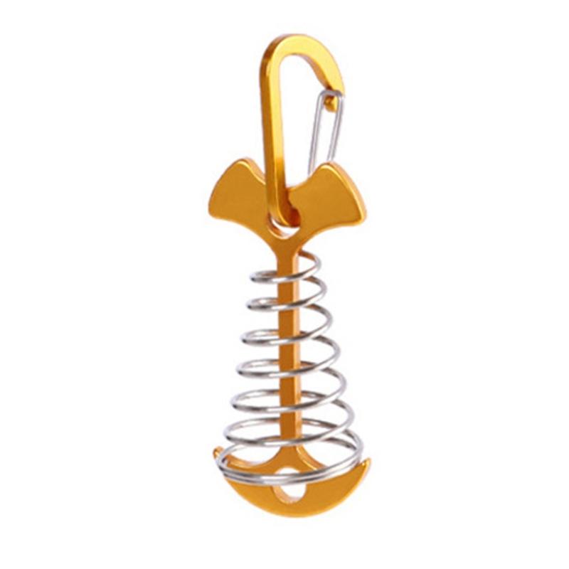 Deck Plank Board Tent Stakes Aluminum Alloy Spring Anchors Fishbone Deck Anchors Peg Fishbone Guyline Cord Adjuster