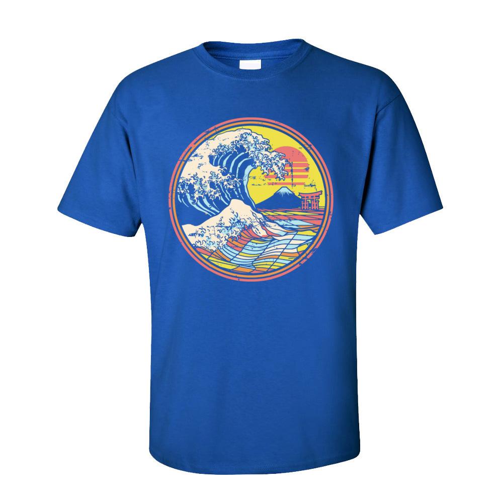 Hip Hop Man TShirts Great Retro Circle Wave Kanagawa Summer Autumn Tops T Shirt New Arrival Crewneck 100 Cotton TShirt