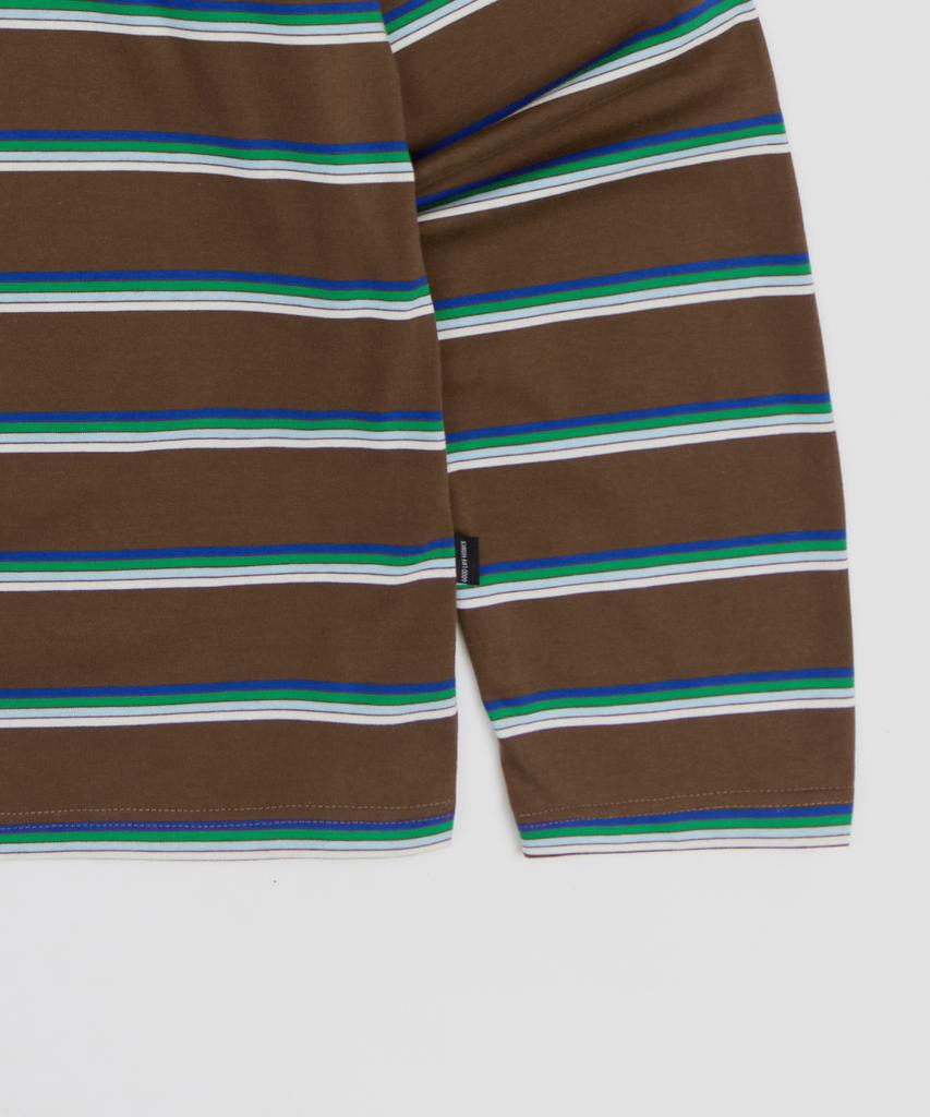 GLW Oversized Striped Collared T-Shirt Brown